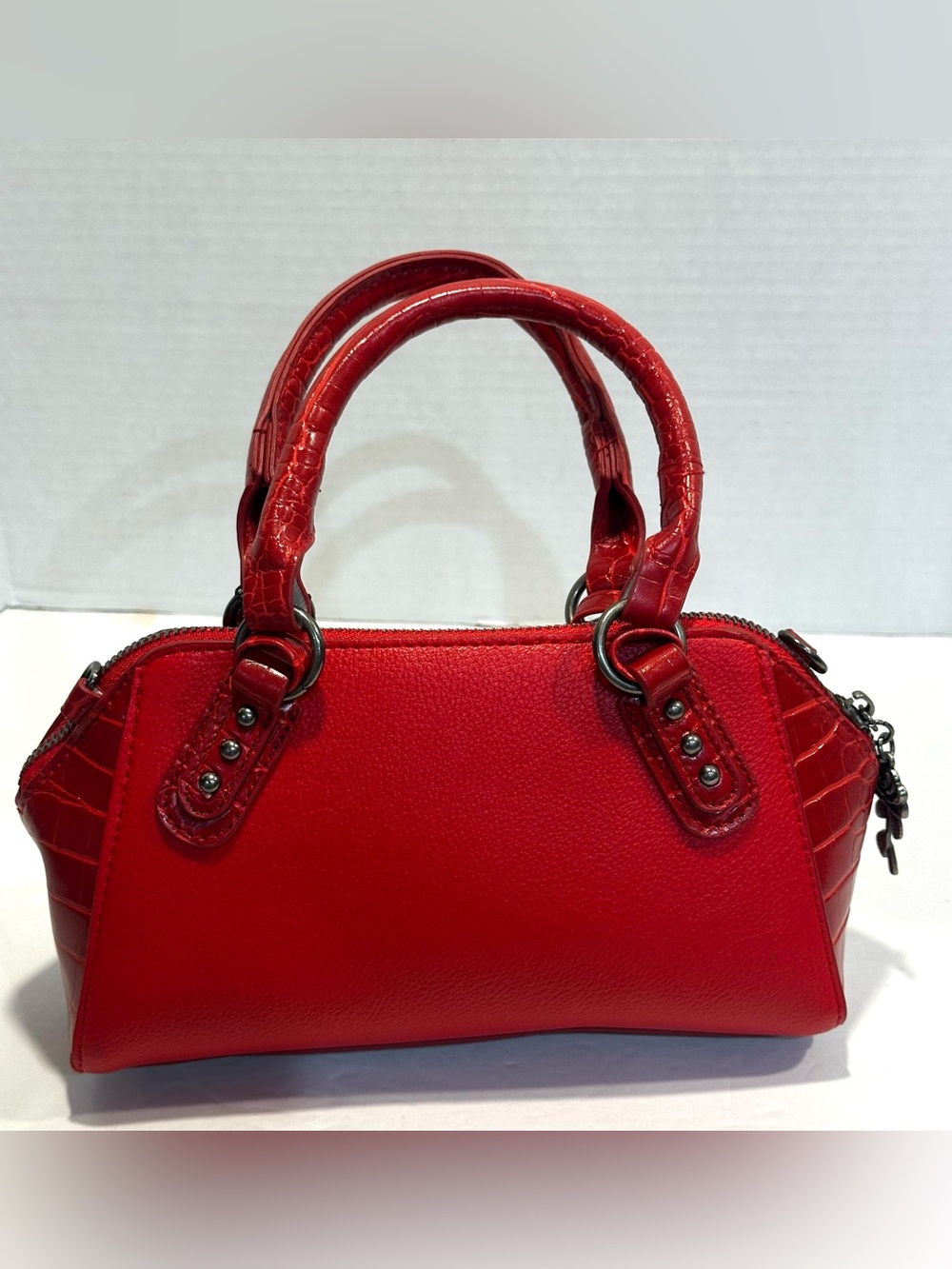 Ed Hardy Red  Satchel Handbag with Charm Accents - Picture 2 of 13